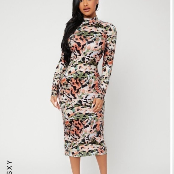 Tie Dye Split Back Bodycon Dress Size Xl - Picture 1 of 13